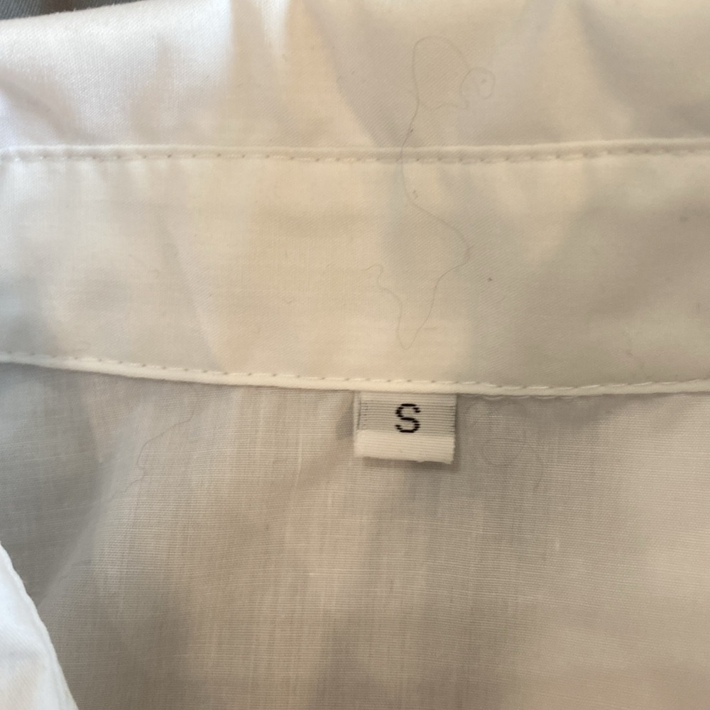 White Long Sleeve Blouse with Black Trim Size Small, Classic Chic Style - Picture 12 of 14
